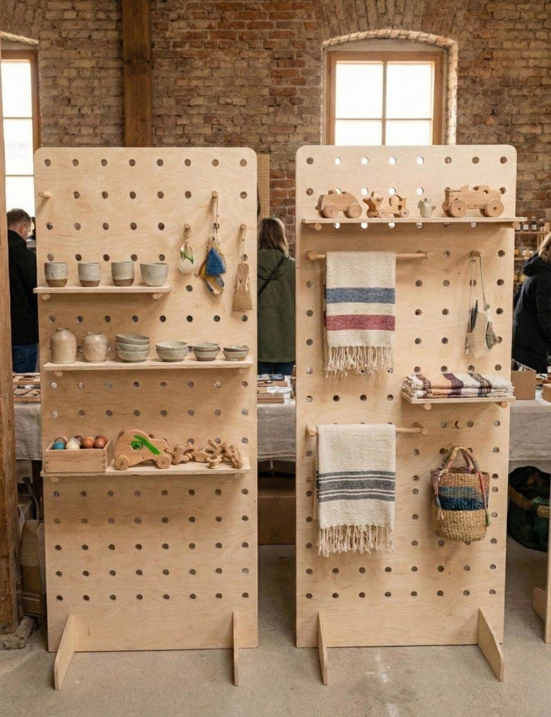 Freestanding Birch Pegboard Display | Craft Fair Booth, Retail Display (150x80cm)