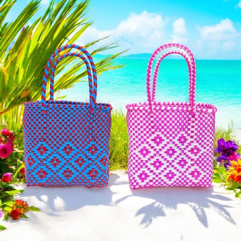 Handmade Bag,Mexican Bags,Shopping Bags,Reusable Bag,Resistant Bag,Reused Plastic,Plastic Bags,Colorful Bag,Small Bags